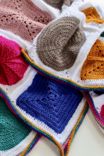 Geo-boho cygnet yarn free cal bright blanket crochet pattern