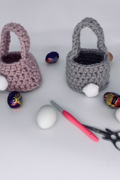 bunny basket, free crochet pattern www.offthehookforyou.co.uk