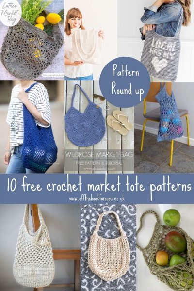 crochet market tote - 10 free patterns